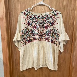 Umgee Embroidered Linen Top